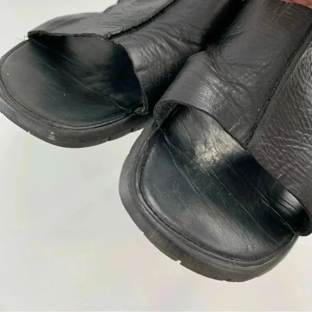 Cole haan mens sandals size 12 black leather Nike lab comfort slides